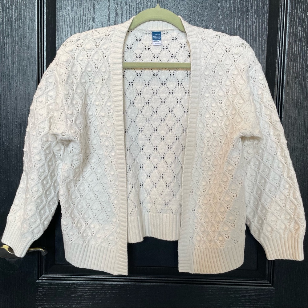 Old Navy White Textured Knit Cardigan
